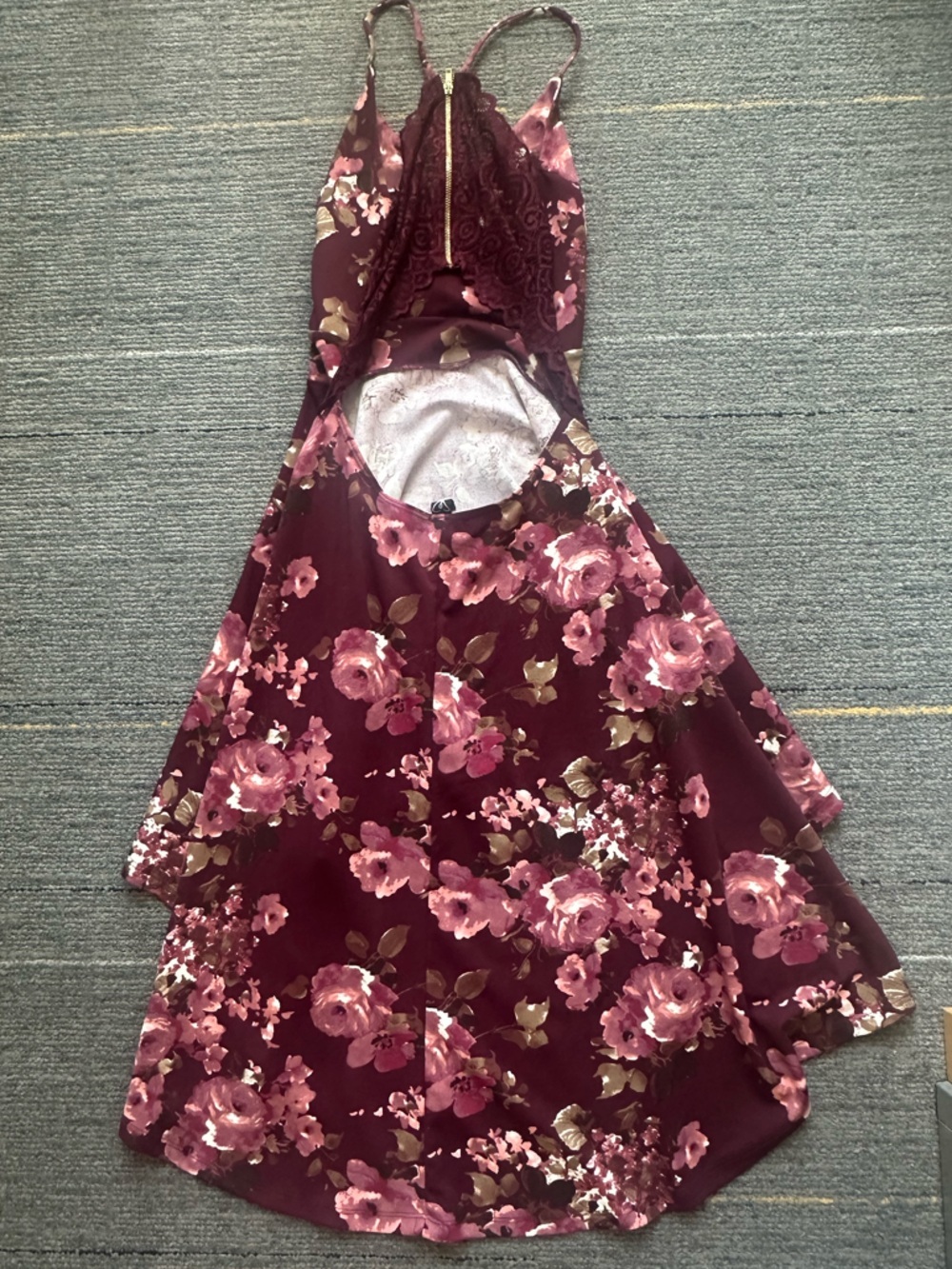Windsor Burgundy Floral High-Low Dress - Picture 3 of 4